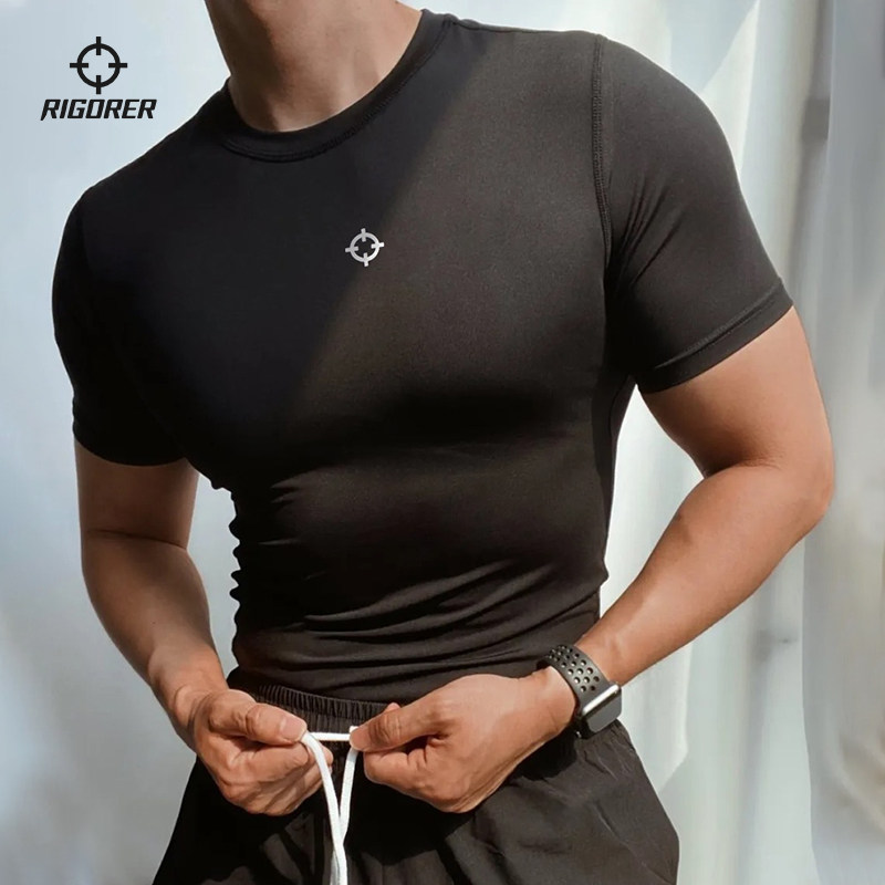 准者紧身衣男运动跑步训练篮球高弹速干打底上衣半袖锻炼健身短袖
