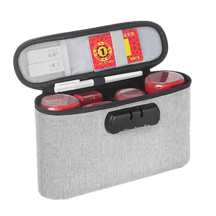 回墨印章收纳包公章包多功能带锁印台印尼收纳多格便携印泥公张袋营业执照正副本票据印章收纳盒大容量收纳箱