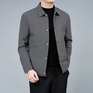 夹棉翻领外套秋冬男士商务休闲加厚行政夹克薄款二棉棉服