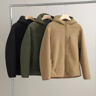 双面摇粒绒！！春秋男士户外多口袋连帽休闲防风保暖卫衣夹克外套