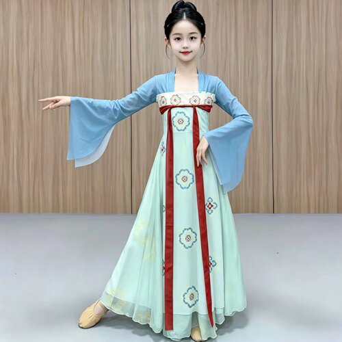 儿童汉唐齐胸纱衣古典舞长裙舞蹈