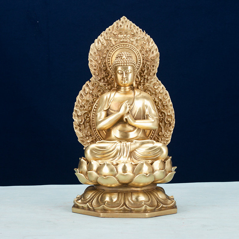黄铜佛像摆件铜大日如来佛生肖属羊属猴本命佛铜佛像供奉家居摆件