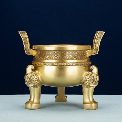 铜鼎摆件办公室装饰品纯黄铜礼品