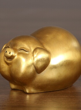 铜猪饰品纯黄铜卡通十二生肖猪鼠牛虎兔龙蛇马羊猴鸡狗迷你幸运猪