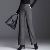 垂感长裤 加厚毛呢阔腿裤 宽松显瘦直筒裤 呢子裤 女裤 子2025秋冬新款