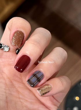 BYZHENZI STORE 【水星记】格子猫眼显白高级美甲贴纸甲油膜