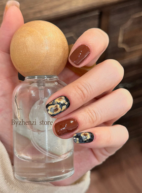 BYZHENZI STORE【鸡蛋灌饼】美拉德显白金花复古老钱美甲贴甲油膜