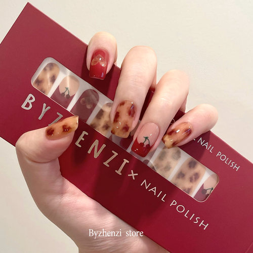 BYZHENZI STORE【新年红合集福利】魔镜粉晕染豹纹显白穿戴美甲贴