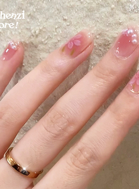 BYZHENZI STORE【白桃冰茶花】指甲油压制美甲贴甲油膜