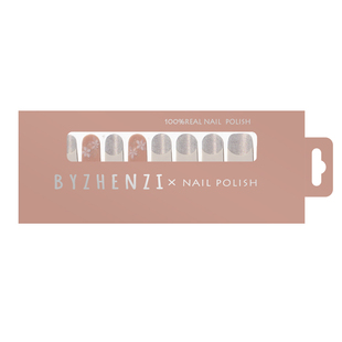 BYZHENZI STORE【嫁纱】日常法式花朵裸色猫眼美甲贴穿戴甲油膜