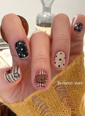 BYZHENZI STORE【肉夹馍】小熊米菲兔可爱显白美甲甲油膜