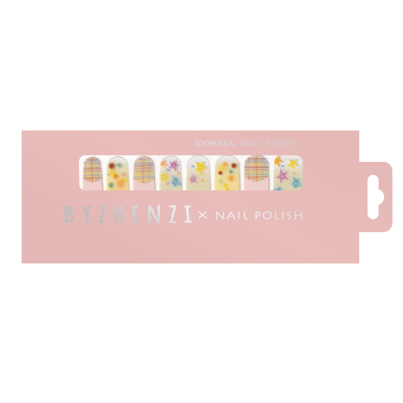 BYZHENZISTORE【幻觉】ins风多巴胺彩色星星格子可爱美甲贴甲油膜
