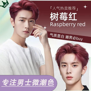 男士专用染发剂膏树莓红色粉棕酒红染发色免漂在家染发植物纯正品