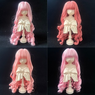 奇迹暖暖粉色假发齐刘海手卷造型长卷发头套346分BJD娃娃假发假毛