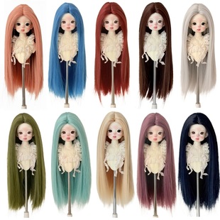 bjd娃娃假发厂家批发 346分bjd娃发熊妹娃用头发柔软丝中分长直发