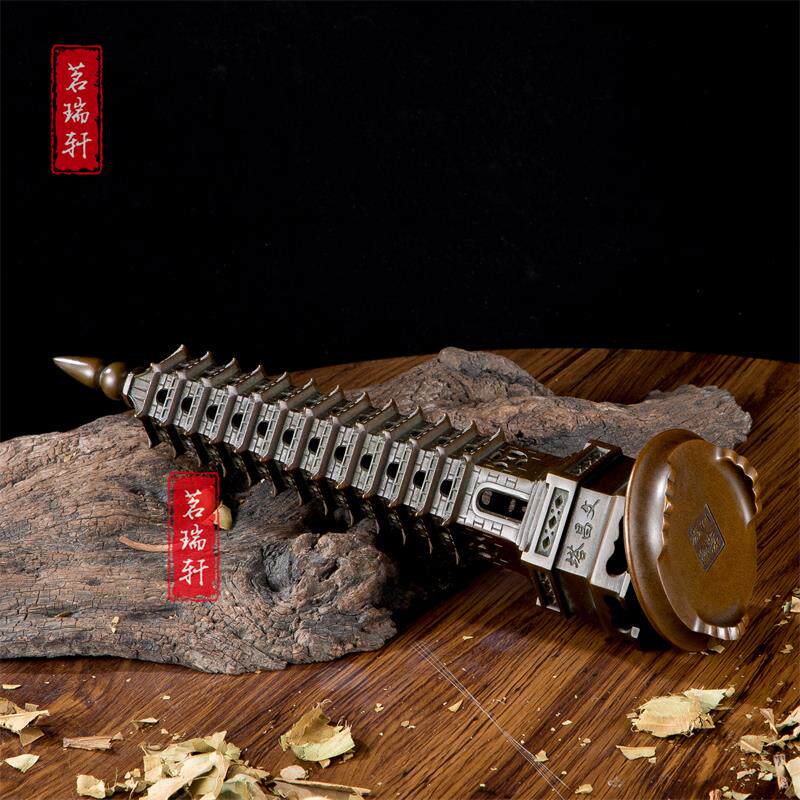 姑苏王明铜香炉带座文昌塔禅意文房摆件仿古纯铜线香炉家用盘香炉
