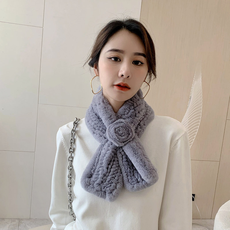 獭兔毛围巾女秋冬季加厚保暖百搭中老年真毛妈妈皮草围脖韩版
