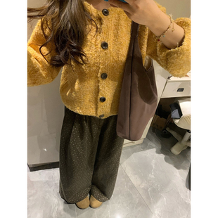 宽松针织开衫女春秋季新款外搭慵懒风长袖厚毛衣外套短款上衣冬季