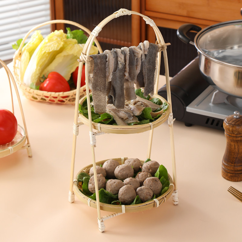 火锅配菜盘蔬菜肉类拼盘篮子网红商用家用置物架多层可折叠省空间