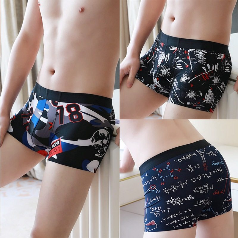 冰丝内裤男士夏季透气薄款平角裤青年个性印花无痕抑菌四角裤头衩,女士内衣/男士内衣/家居服,男平角内裤,淘宝优惠券,粉丝福利购,淘宝优惠卷