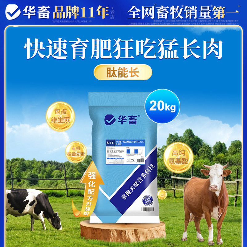 华畜肉牛预混料育肥饲料肽能长牛育肥促生长维生素复合预混合饲料