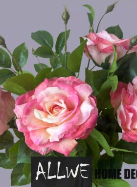 粉红色欧式玫瑰仿真花假花绢花家居客厅装饰花酒店装饰摆件乔迁礼