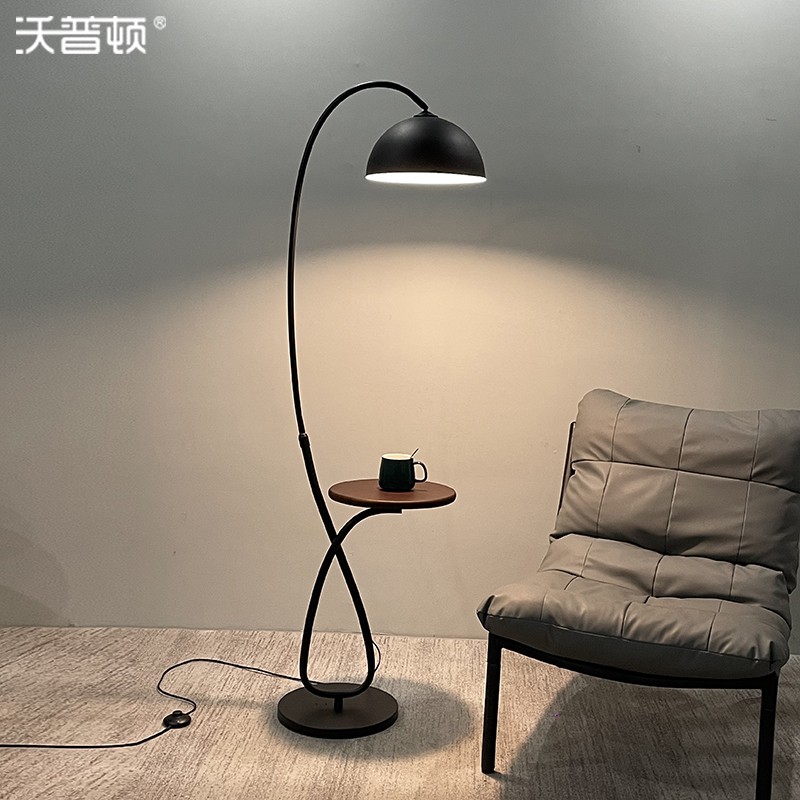 落地灯客厅钓鱼灯中古风高级感卧室床头置物架台灯客厅沙发电视柜