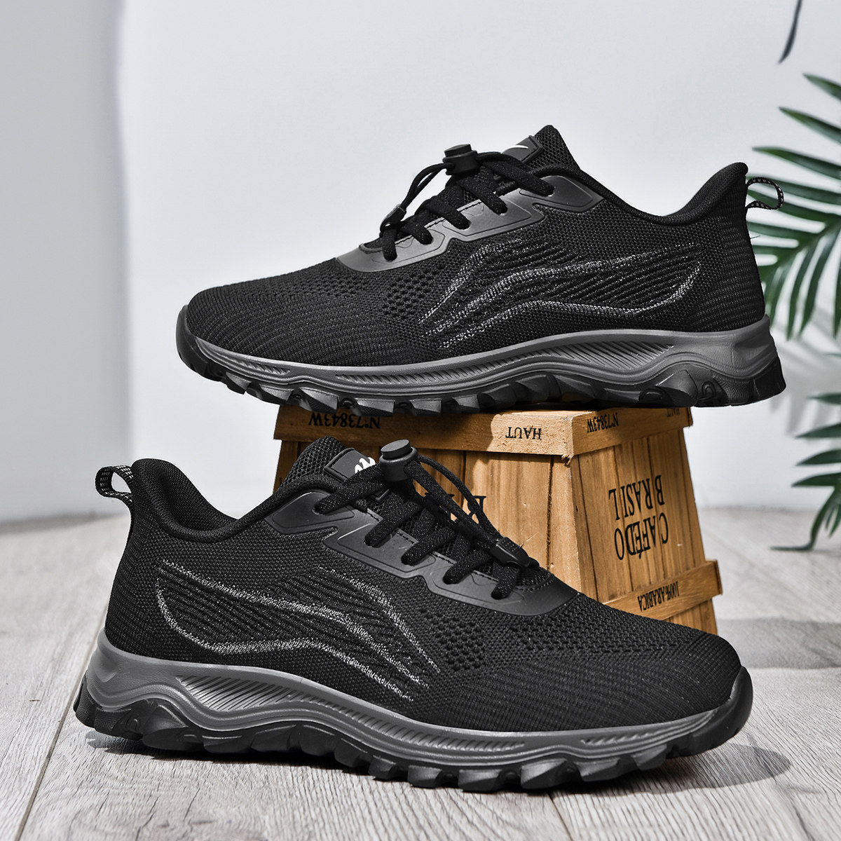 双星运动健步鞋飞织夏季透气镂空中老年爸爸鞋软底网面轻便休闲鞋