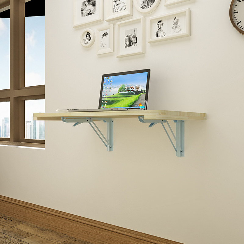 双支架连壁桌挂墙桌靠墙折叠桌实木壁挂桌电脑桌餐桌书桌墙壁桌子