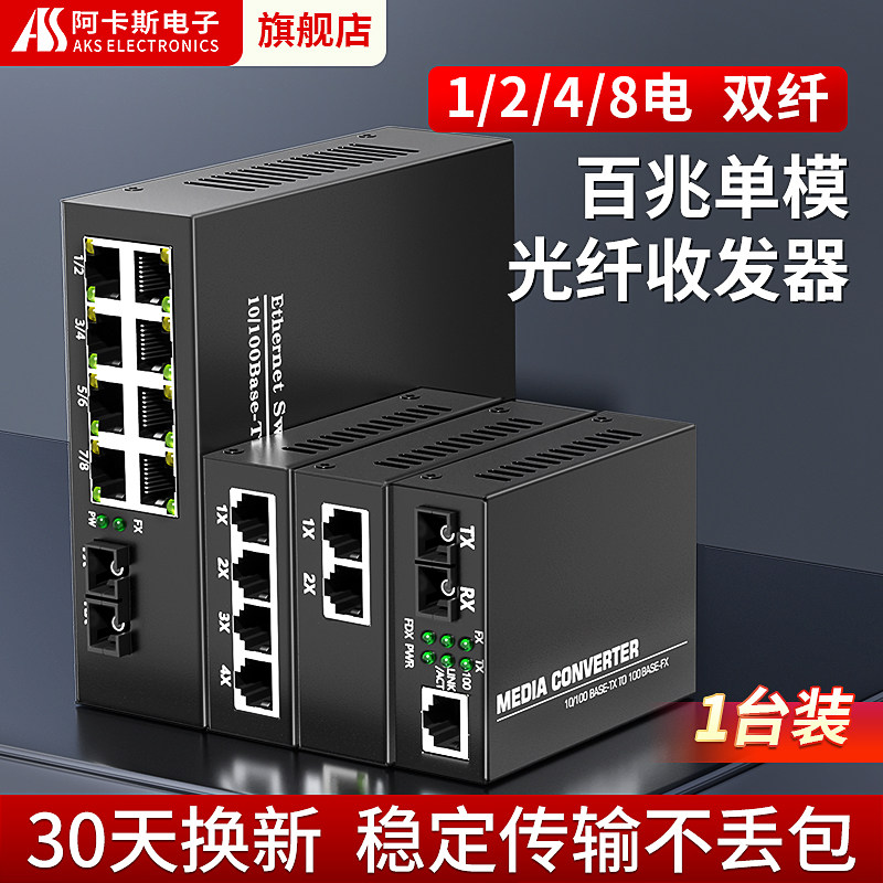 百兆单模转换网络光纤收发器图片