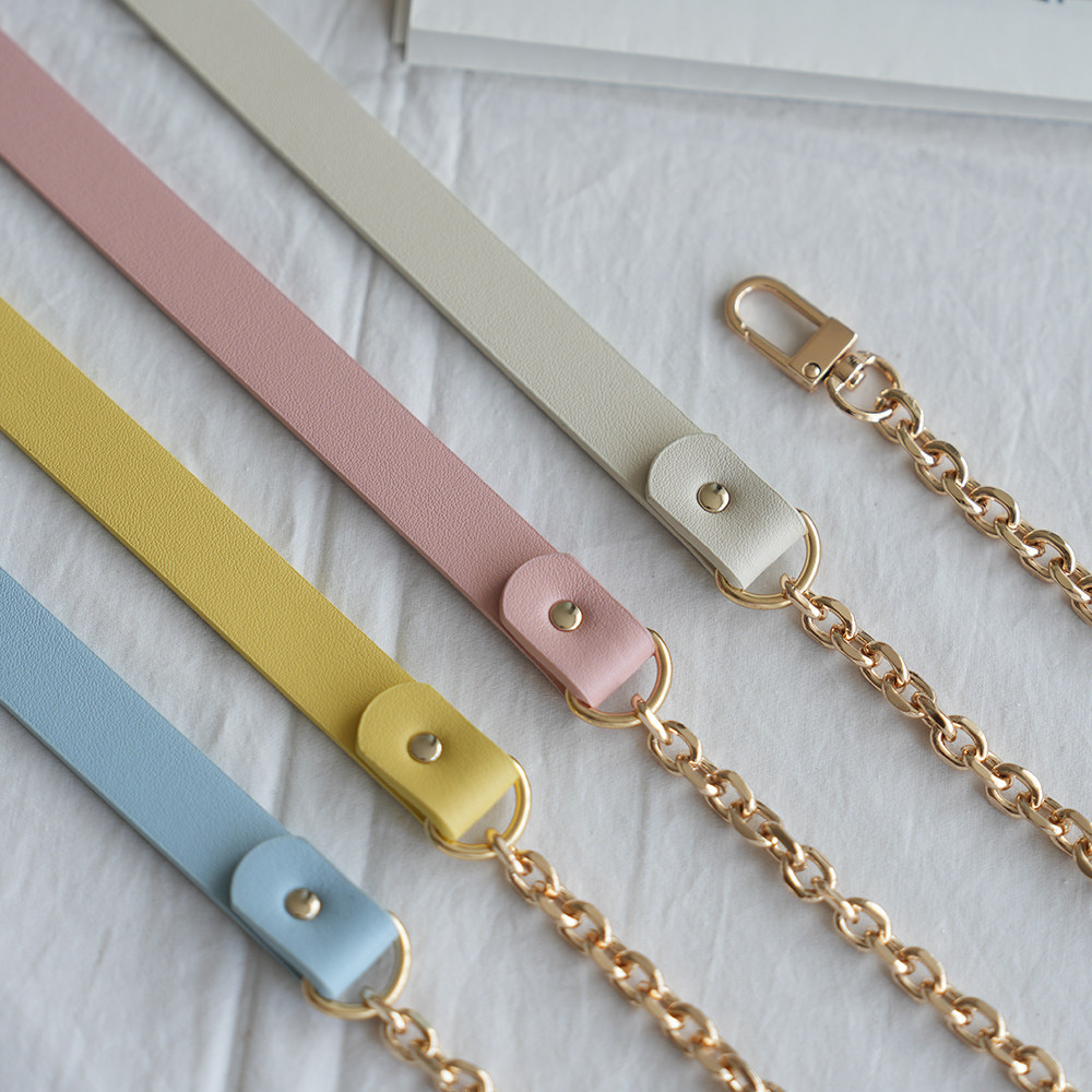 라이트 골드 클램프 버클 하드웨어 크로스 바디 크로스 숄더 블랙 탈부착 가능 펀칭 없음 마이크로파이버 투엔드 체인 숄더 스트랩 백