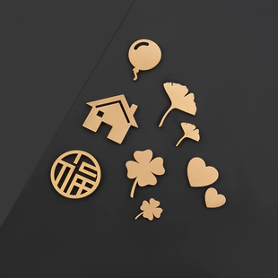 家门口装饰门牌简约金属福字爱心房子图案帖饰标识幸运草银杏叶爱心福房间墙贴家用挡孔贴