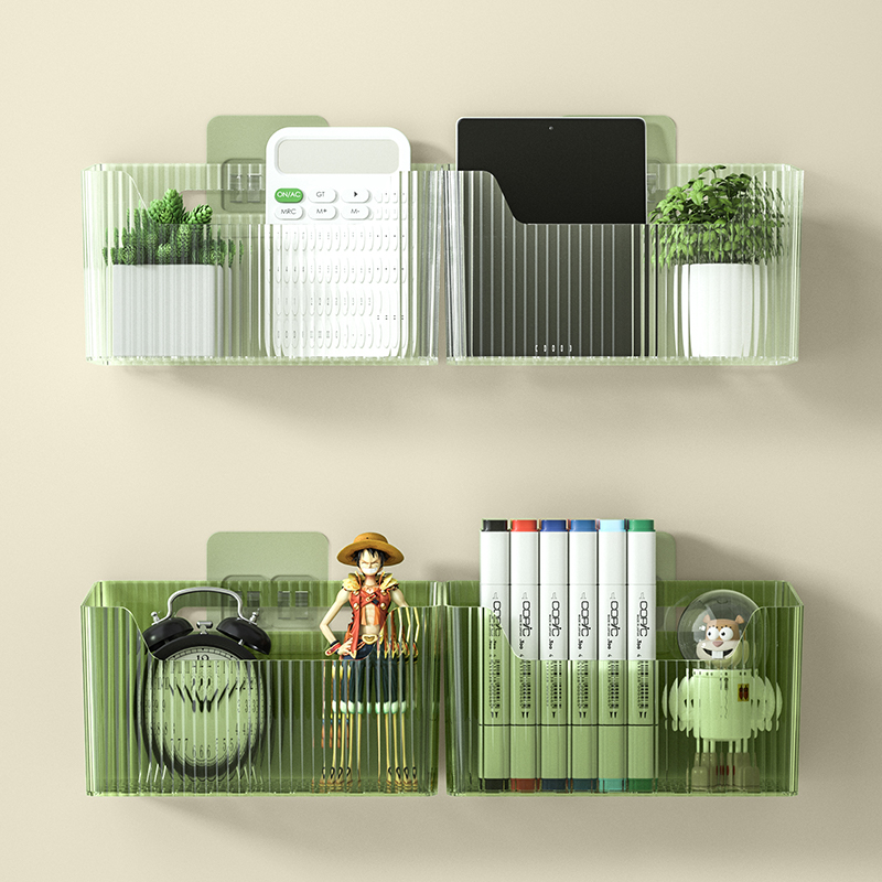 遥控器收纳盒壁挂式手机小物件杂物透明塑料香水置物架床头挂墙上