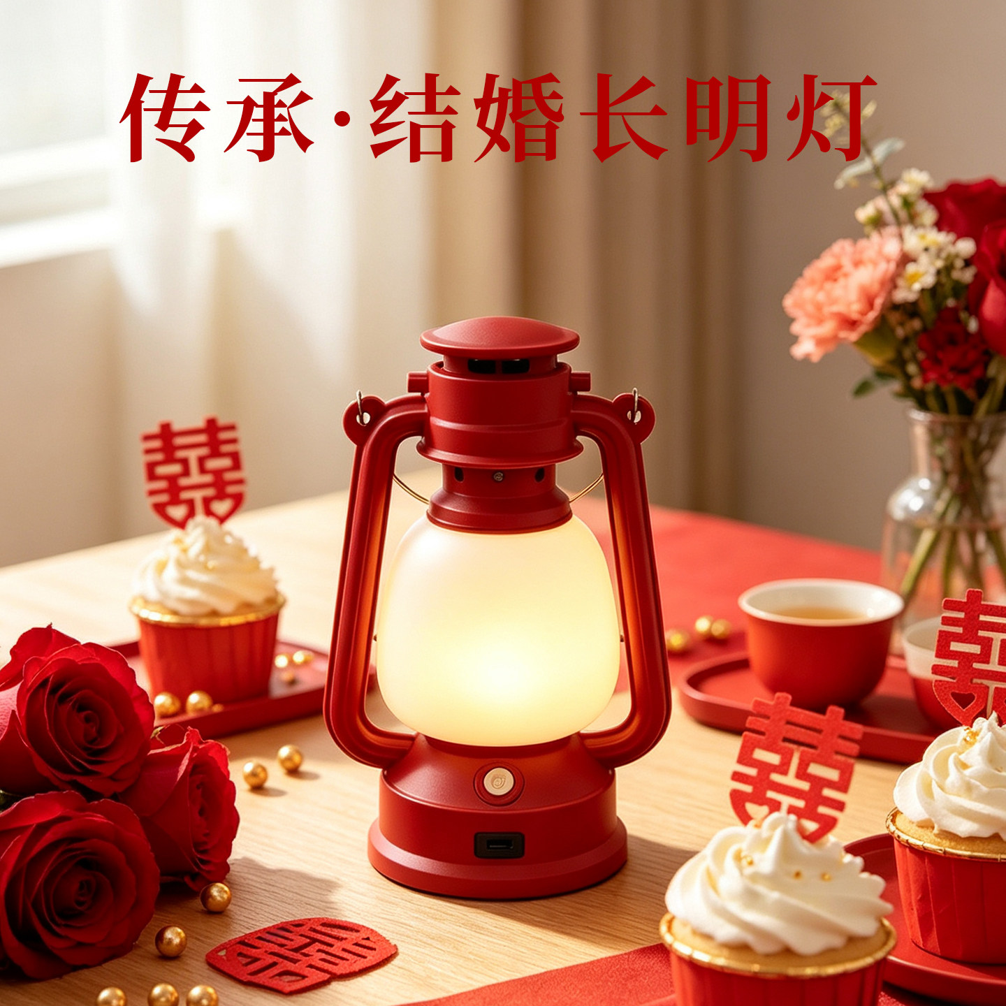 礼物客厅新婚床头灯长明灯氛围灯结婚陪嫁喜灯台灯婚房送礼闺蜜