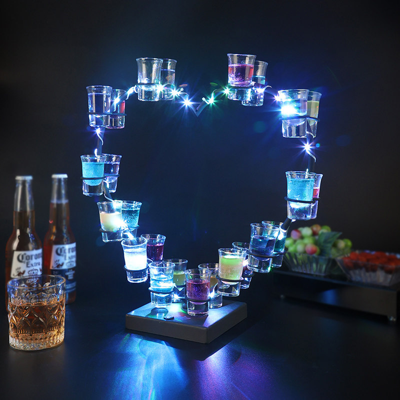心型KTV酒架酒吧清吧酒杯架洋酒香槟酒架七彩led发光高颜值杯架