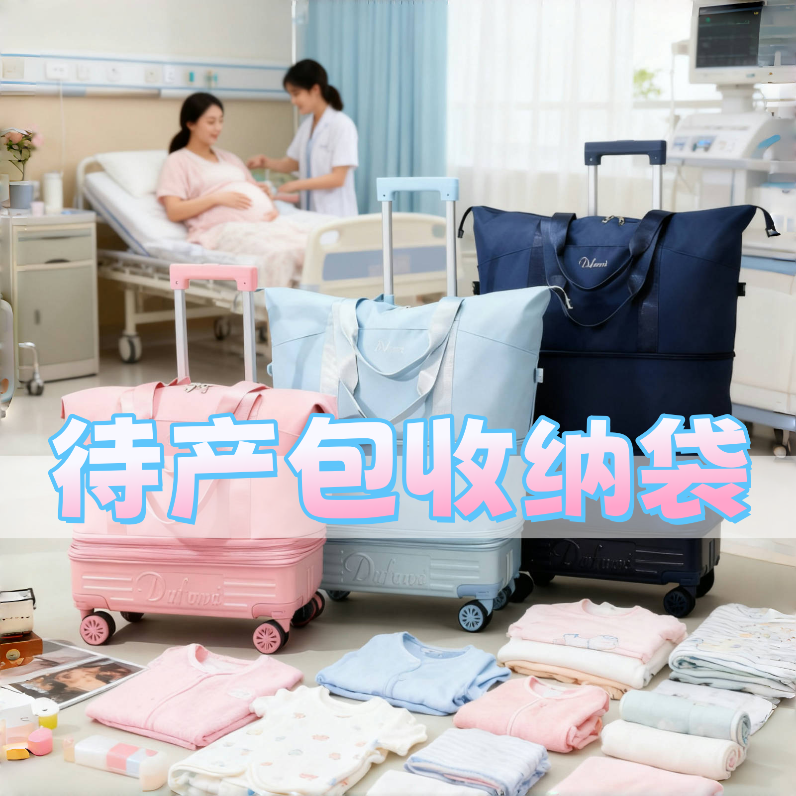 待产包收纳袋防水可折叠拉杆箱孕妇母婴产检护理包产后产妇行李包,收纳整理,衣物收纳袋,淘宝优惠券,粉丝福利购,淘宝优惠卷
