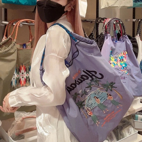 日系手提袋小众刺绣单肩包