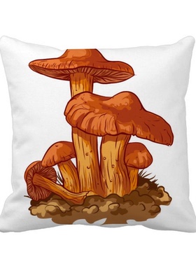 可爱橙色蘑菇生物插画 方形抱枕靠枕沙发靠垫双面含芯礼物