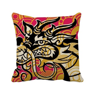 中国龙花纹亚洲黑色 方形抱枕靠枕沙发靠垫双面含芯礼物