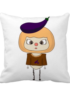 植物蔬菜茄子紫色炒菜悠悠 方形抱枕睡眠靠枕沙发靠垫双面含芯