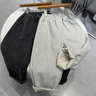 老爹裤 男童加绒休闲裤 萝卜裤 儿童宽松一体绒加厚保暖长裤 2025冬装