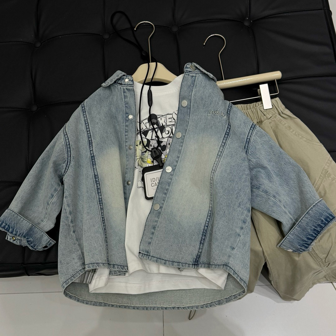 男童水洗牛仔衬衫2026春装儿童宽松休闲明线翻领长袖衬衣外套潮,童装/婴儿装/亲子装,儿童牛仔衬衫,淘宝优惠券,粉丝福利购,淘宝优惠卷