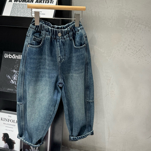 长裤 男童加绒牛仔裤 休闲萝卜裤 儿童一体绒加厚保暖老爹裤 2025冬装