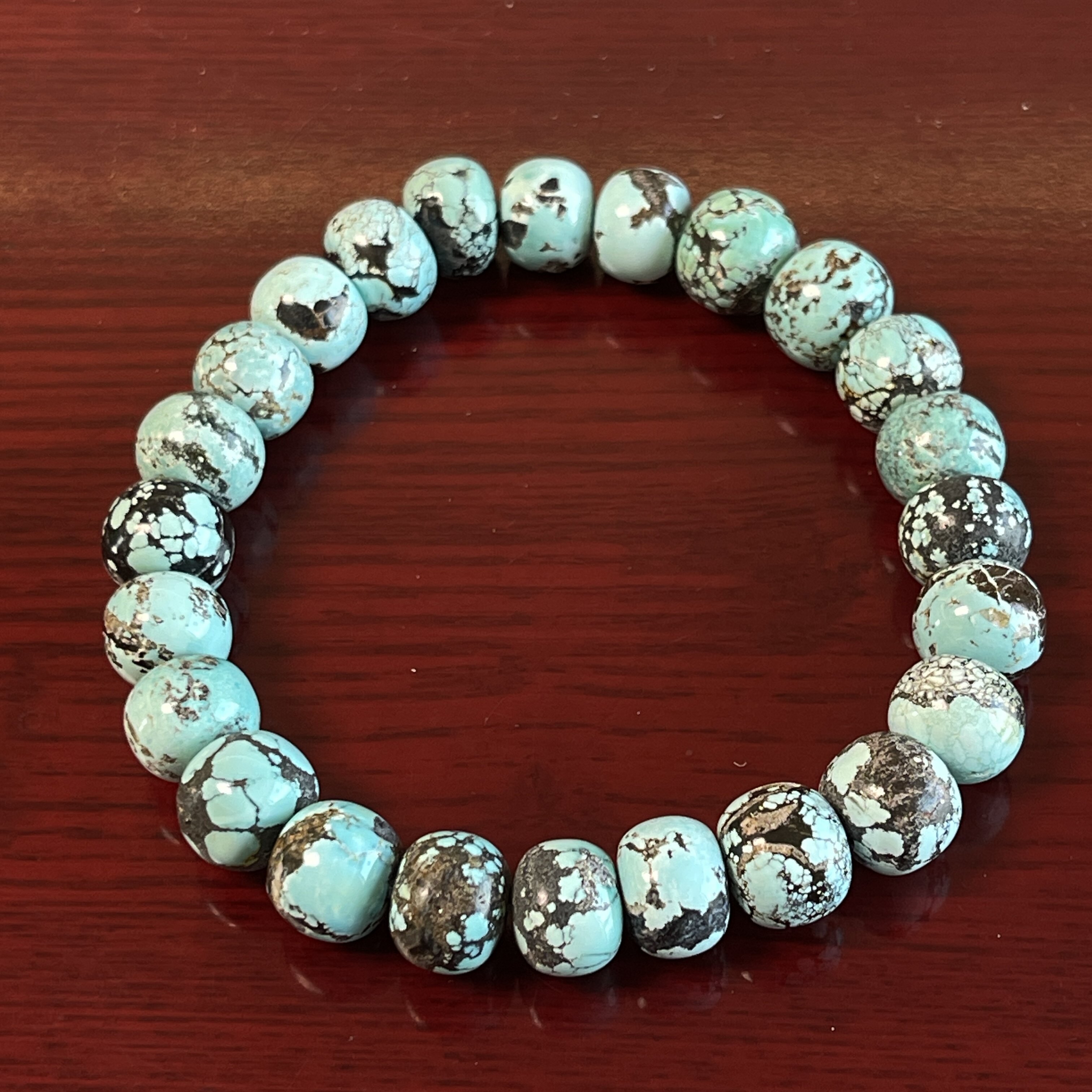 天然原矿高瓷绿松石老型珠手链手串古典有品位男女饰