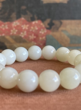 和田白玉手串径密度油性高白润清爽品质手串男款