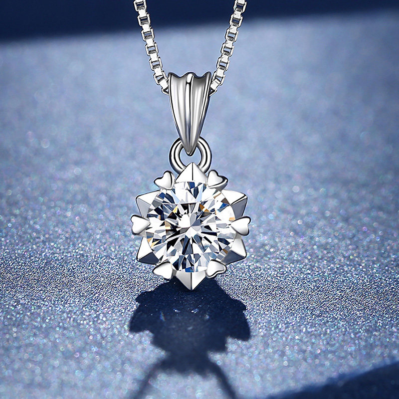 诗美洛雪花款项链女纯银时尚个性气质简约高级感正品莫桑石新款潮