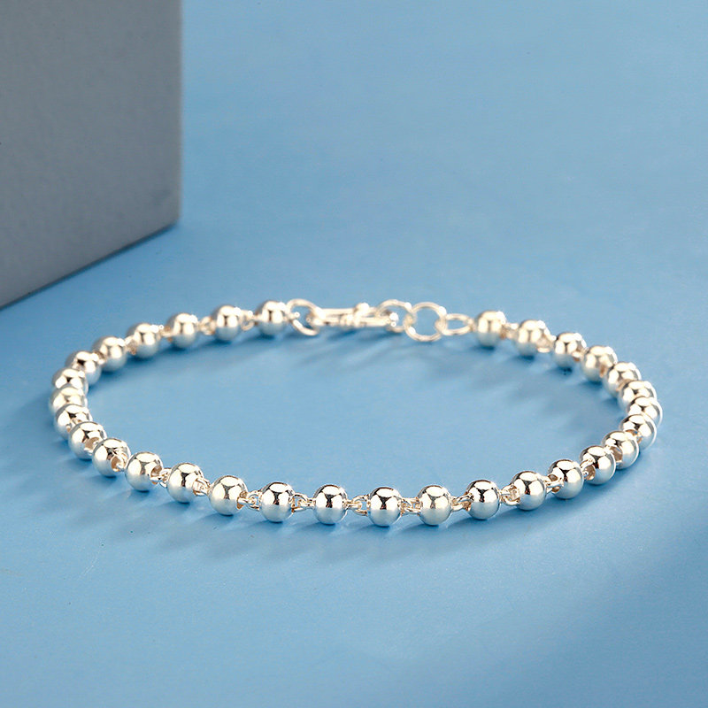 诗美洛 足银佛珠链转运珠圆珠手串光面珠子简约礼物