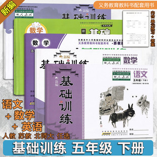 2025春 基础训练五5年级下册新编语文 数学人教版苏教版北师大版 英语人教版 五年级下册语文数学英语基础训练语文数学英语