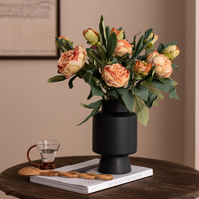 法式焦边芍药客厅花艺摆件