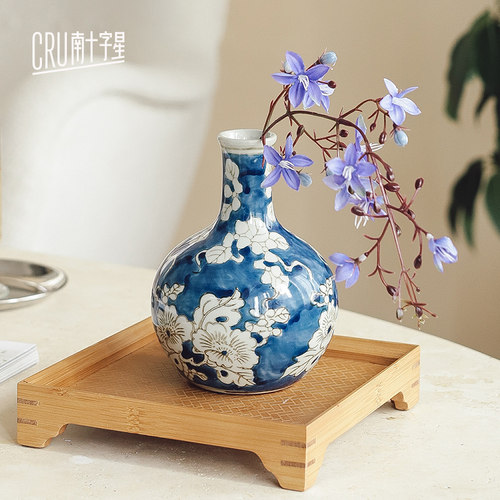 复古青花瓷新中式陶瓷小花瓶桌面摆件客厅插花装饰品宋氏美学摆件